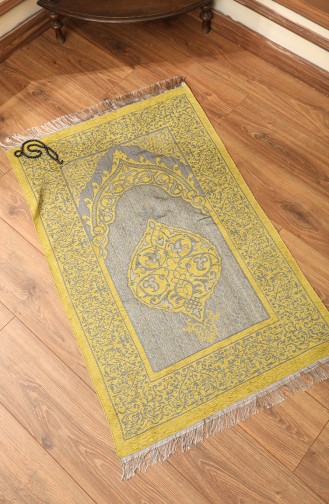 Tapis de Prière Tissé avec Cadeau de Chapelet 0154-01 Jaune 0154-01