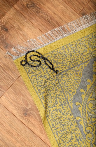 Tapis de Prière Tissé avec Cadeau de Chapelet 0154-01 Jaune 0154-01