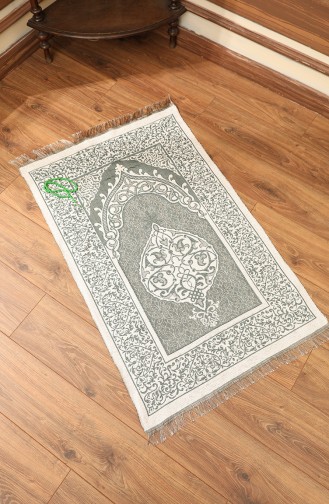 Tapis de Prière Tissé avec Cadeau de Chapelet 0154-03 Vert 0154-03