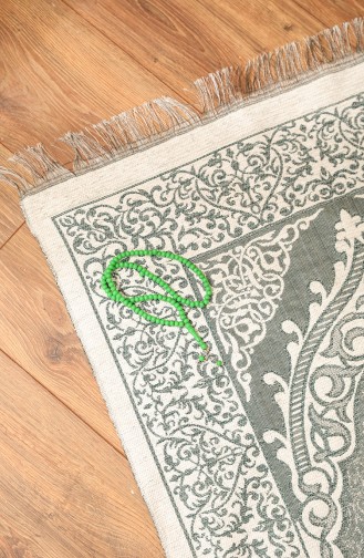 Tapis de Prière Tissé avec Cadeau de Chapelet 0154-03 Vert 0154-03