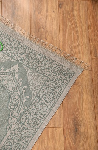 Tapis de Prière Tissé avec Cadeau de Chapelet 0154-06 Vert Emeraude 0154-06