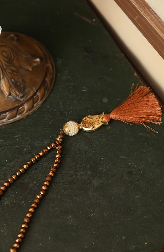 Lale Desen Kristal Tesbih 0160-01 Gold