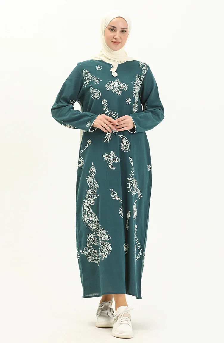 Langarmkleid 0444-09 Dunkelpetrol 0444-09