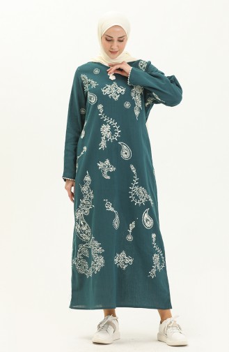 Şile Fabric Long Sleeve Dress 0444-09 Dark Petrol 0444-09