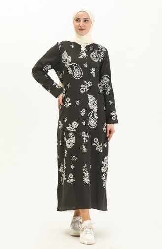 Şile Fabric Printed Dress 00011-01 Black 00011-01