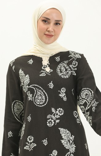 Şile Fabric Patterned Dress 00011-01 Black 00011-01