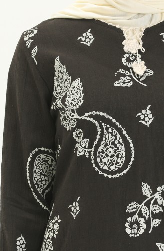 Şile Fabric Patterned Dress 00011-01 Black 00011-01