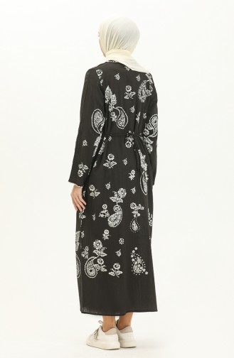 Şile Fabric Patterned Dress 00011-01 Black 00011-01