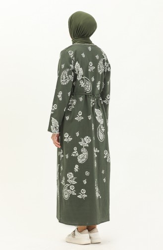 Şile Fabric Patterned Dress 00011-02 Khaki 00011-02