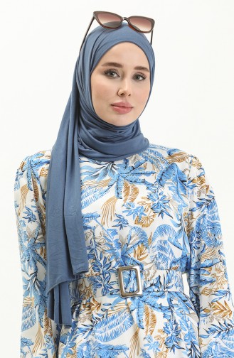 Gemustertes Kleid mit Gürtel 2443-01 Saks 2443-01