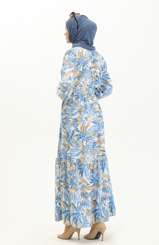 Gemustertes Kleid mit Gürtel 2443-01 Saks 2443-01