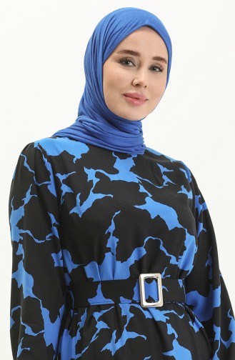 Belted Printed Dress 2445-05 Black Saxe 2445-05