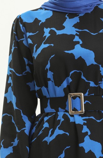 Belted Printed Dress 2445-05 Black Saxe 2445-05