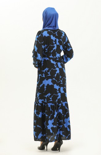 Belted Printed Dress 2445-05 Black Saxe 2445-05