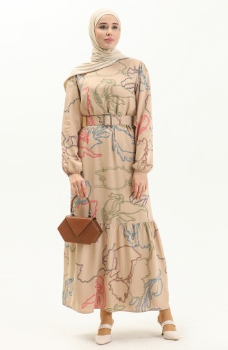 Robe à Motifs 2447-04 Beige 2447-04