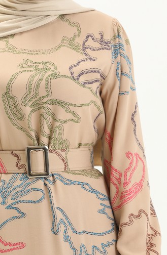 Robe à Motifs 2447-04 Beige 2447-04