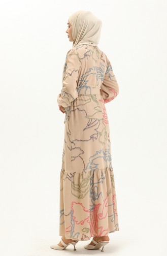 Robe à Motifs 2447-04 Beige 2447-04