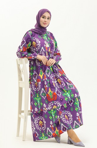 Printed Dress 4093-02 Purple 4093-02