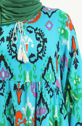 Robe à Motifs 4093-03 Bleu 4093-03