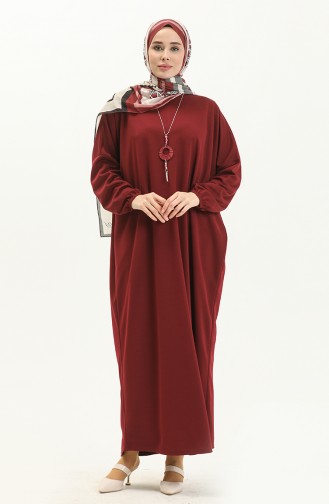 Bat Sleeve Necklace Dress 1783-03 Claret Red 1783-03