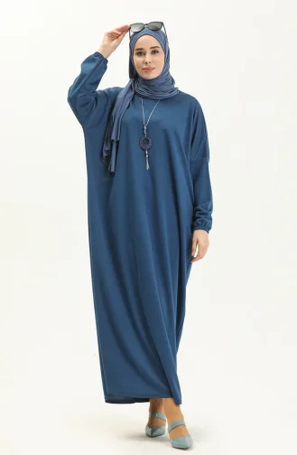 Halskettenkleid mit Fledermausärmeln 1783-06 Petrol 1783-06