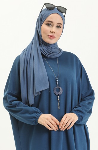 Halskettenkleid mit Fledermausärmeln 1783-06 Petrol 1783-06