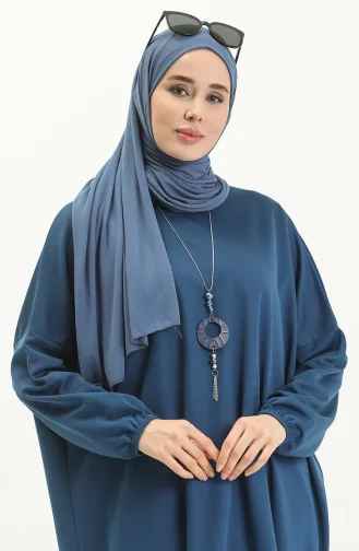 Halskettenkleid mit Fledermausärmeln 1783-06 Petrol 1783-06