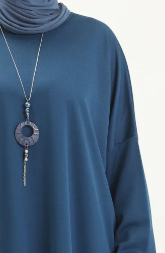 Halskettenkleid mit Fledermausärmeln 1783-06 Petrol 1783-06