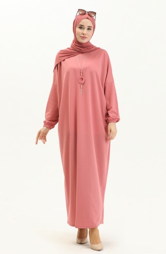 فستان كوليه بأكمام خفاش 1783-07 اللون الوردي الفاتح 1783-07