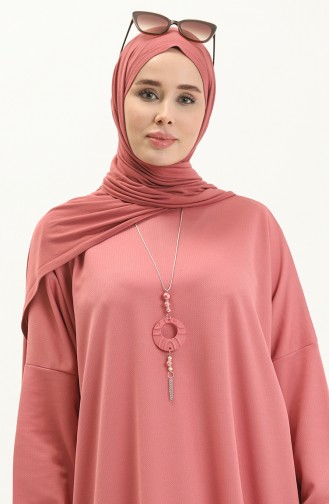 Bat Sleeve Necklace Dress 1783-07 Dusty Rose 1783-07