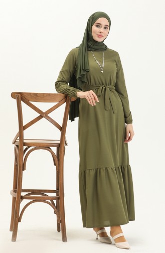 Robe Plissée à Ceinture et Collier 1784-04 Khaki 1784-04