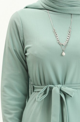 Shirred Belt Necklace Dress 1784-05 Mint Green 1784-05