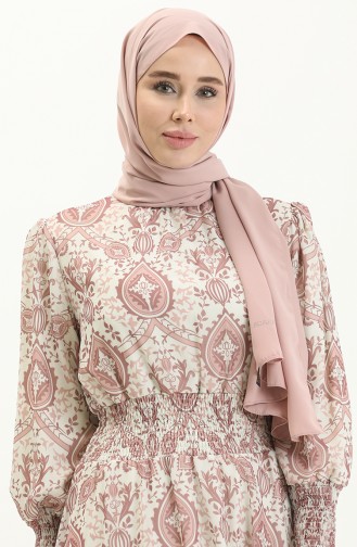 Beige-Rose Hijab Kleider 3458