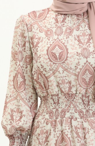 Beige-Rose Hijab Kleider 3458