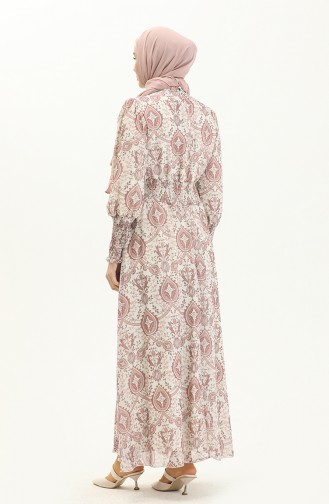 Beige-Rose Hijab Kleider 3458