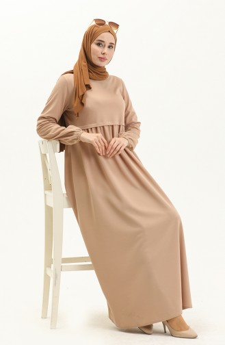 Gerafftes Kleid 1080-08 Milchkaffee 1080-08