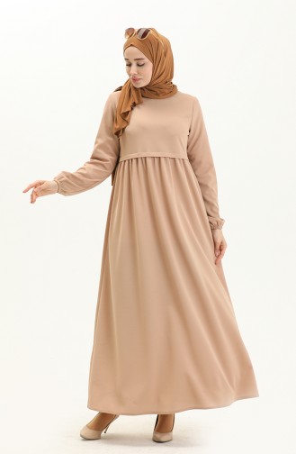 Gerafftes Kleid 1080-08 Milchkaffee 1080-08