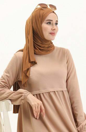 Gerafftes Kleid 1080-08 Milchkaffee 1080-08