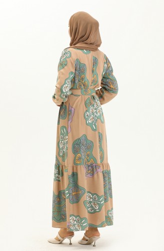Belted Printed Dress 2448-03 Mink Lilac 2448-03