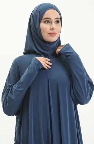 Sefamerve Nazma Druckknopf Gebetskleid 238460-03 Petrol Blau 238460-03