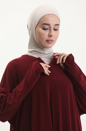 Sefamerve Nazma Snap Fastener Prayer Dress 238460-04 Claret Red 238460-04