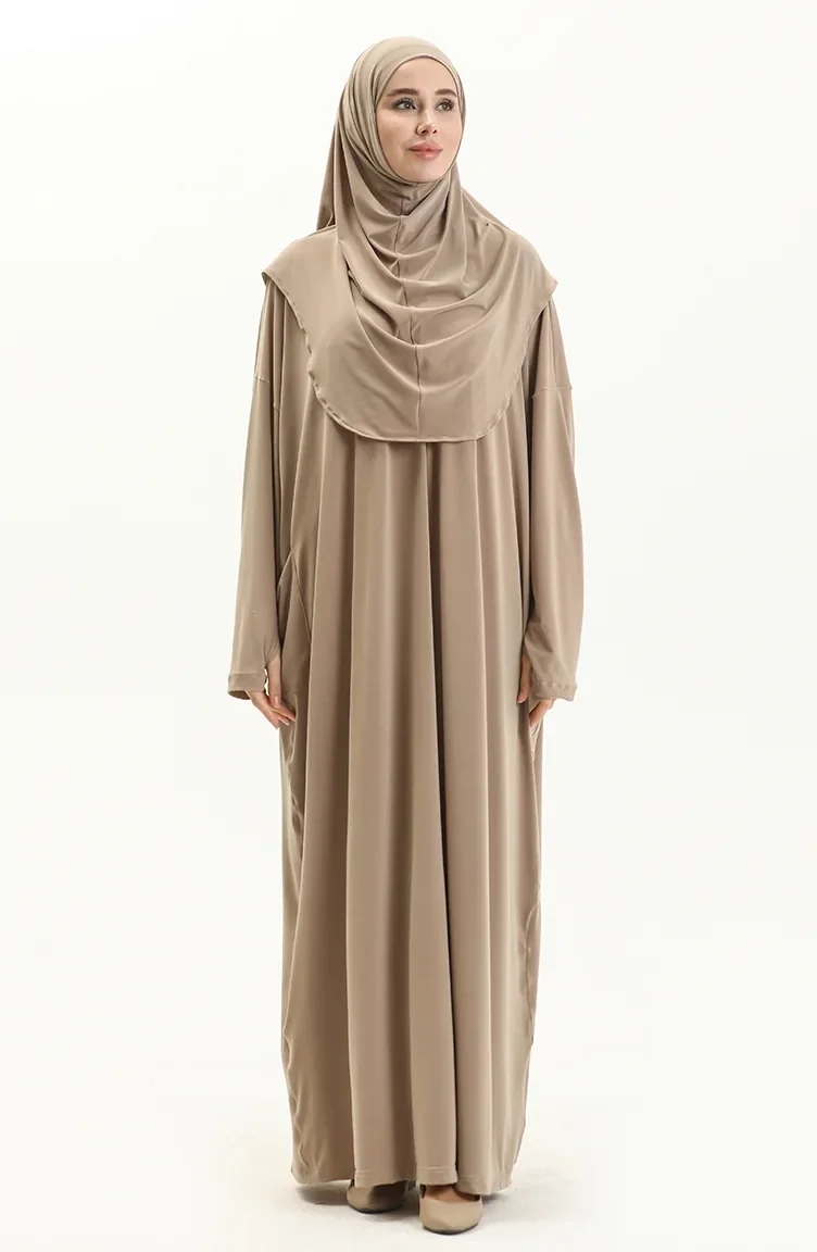 Sefamerve Nazma Druckknopf Gebetskleid 238460-05 Beige 238460-05