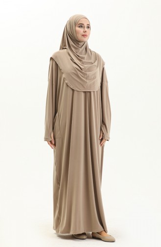 Robe de Prière à Bouton Pressions Sefamerve Nazma 238460-05 Beige 238460-05