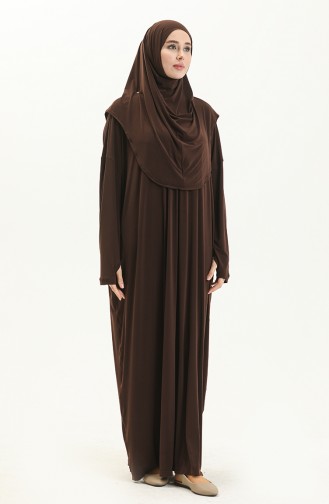 Sefamerve Nazma Snap Fastener Prayer Dress 238460-06 Brown 238460-06