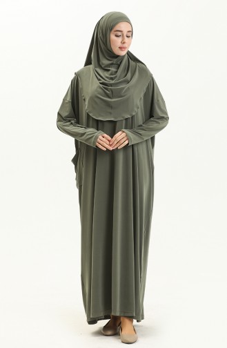 Sefamerve Nazma Çıtçıtlı Namaz Elbisesi 238460-07 Haki