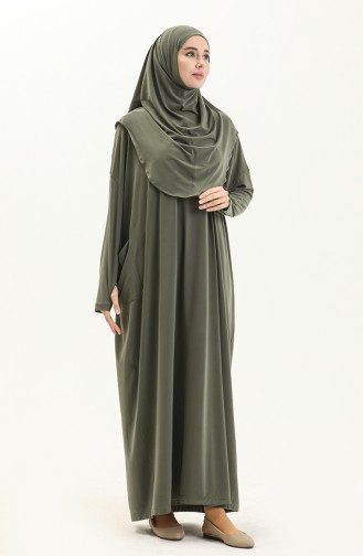 Sefamerve Nazma Çıtçıtlı Namaz Elbisesi 238460-07 Haki