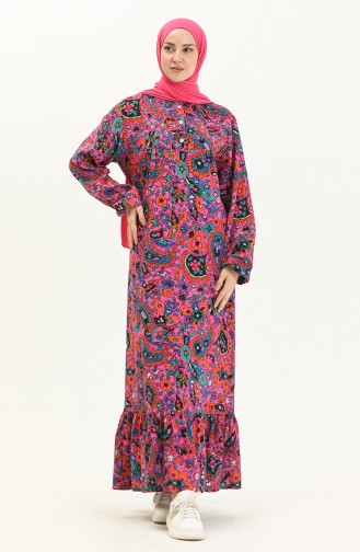 Viscose Yoke Long Sleeve Dress 6650-03 Dark Plum 6650-03