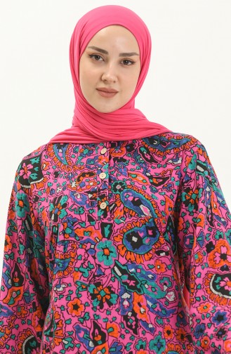 Langärmeliges Kleid aus Viskose 6650-03 Dunkelviolett 6650-03