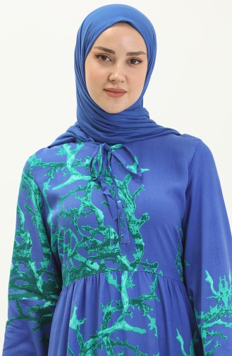 Robe à Motifs en Viscose 7979-01 Bleu 7979-01