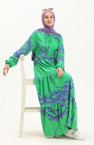 Printed Viscose Dress 7979-02 Green Saxe 7979-02